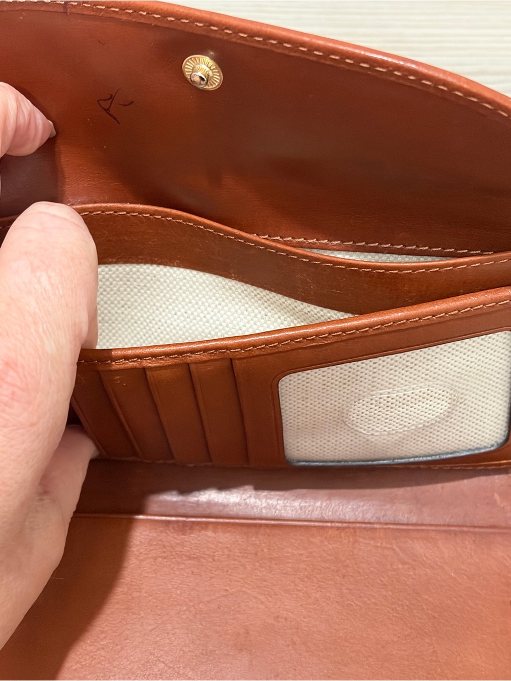 Dooney & Bourke Cognac Brown Leather Long Wallet with ID Window - Picture 3 of 8